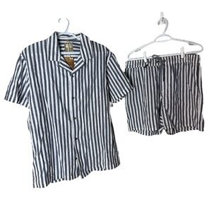 LIN LINEN COLLECTION POINT ZERO New Men’s 2pc Set Shorts Button Down Shirt Large